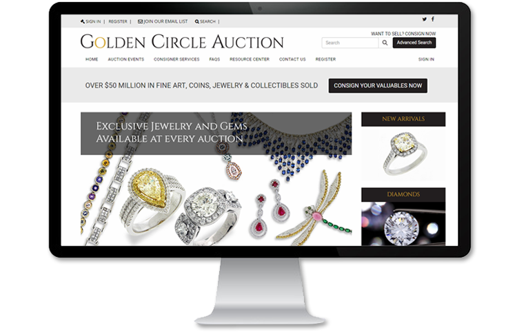 desktop display of online auction platform